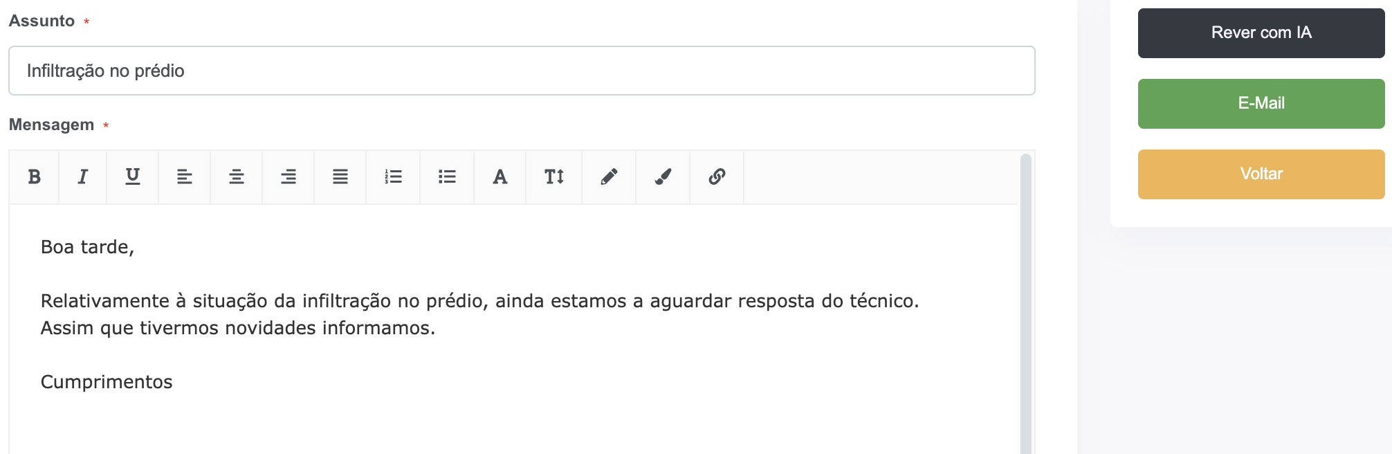 Revisão inteligente de emails